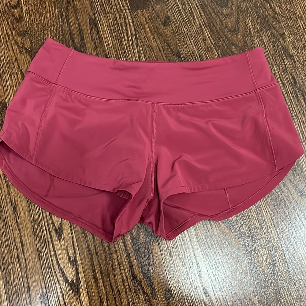 Dark red lululemon shorts